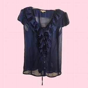 Olsenboye ☮️ Navy Ruffle Top